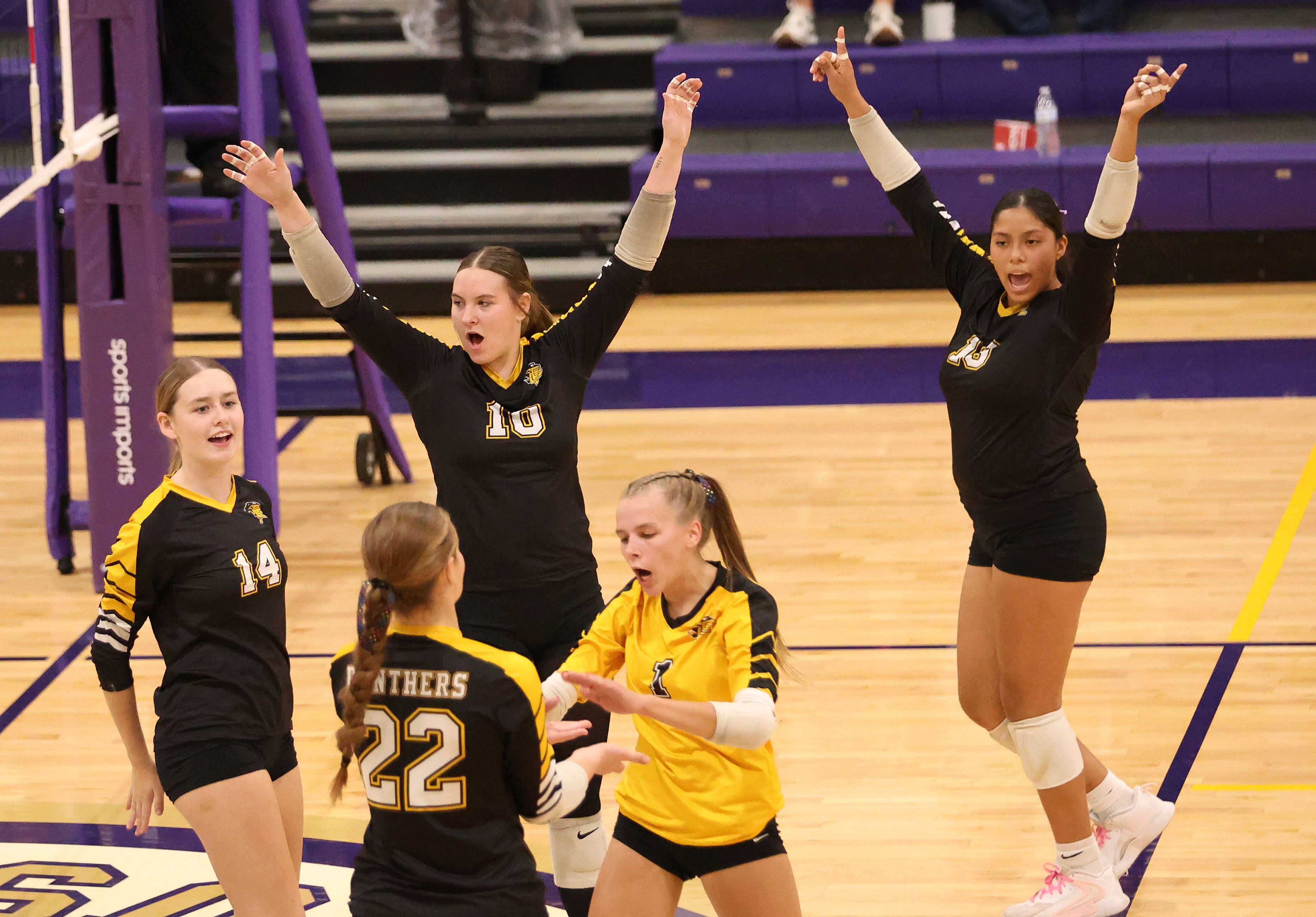 Putnam County High School volleyball team celebrates a hard-fought victory.